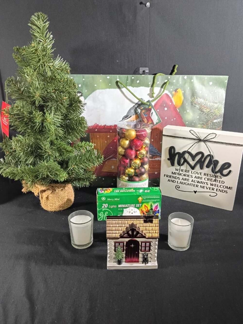 Christmas Housewarming Gift Set Tree Lights Ornaments Home Decor Gift Bag